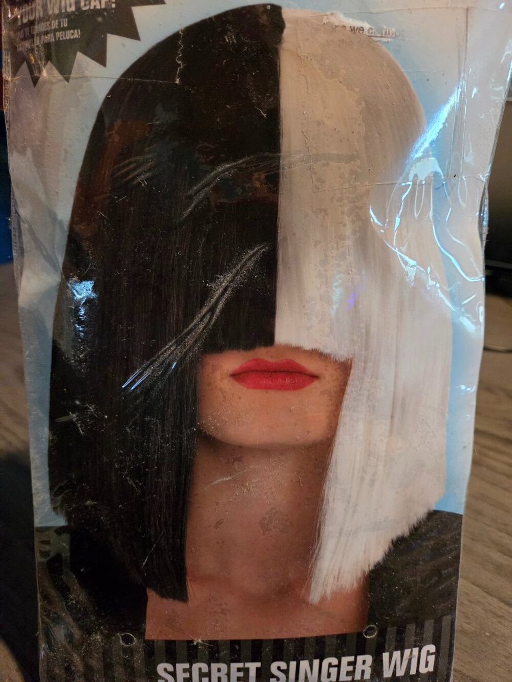 Spirit Halloween Secret Singer Costume Wig Adult – Half Black / Half White